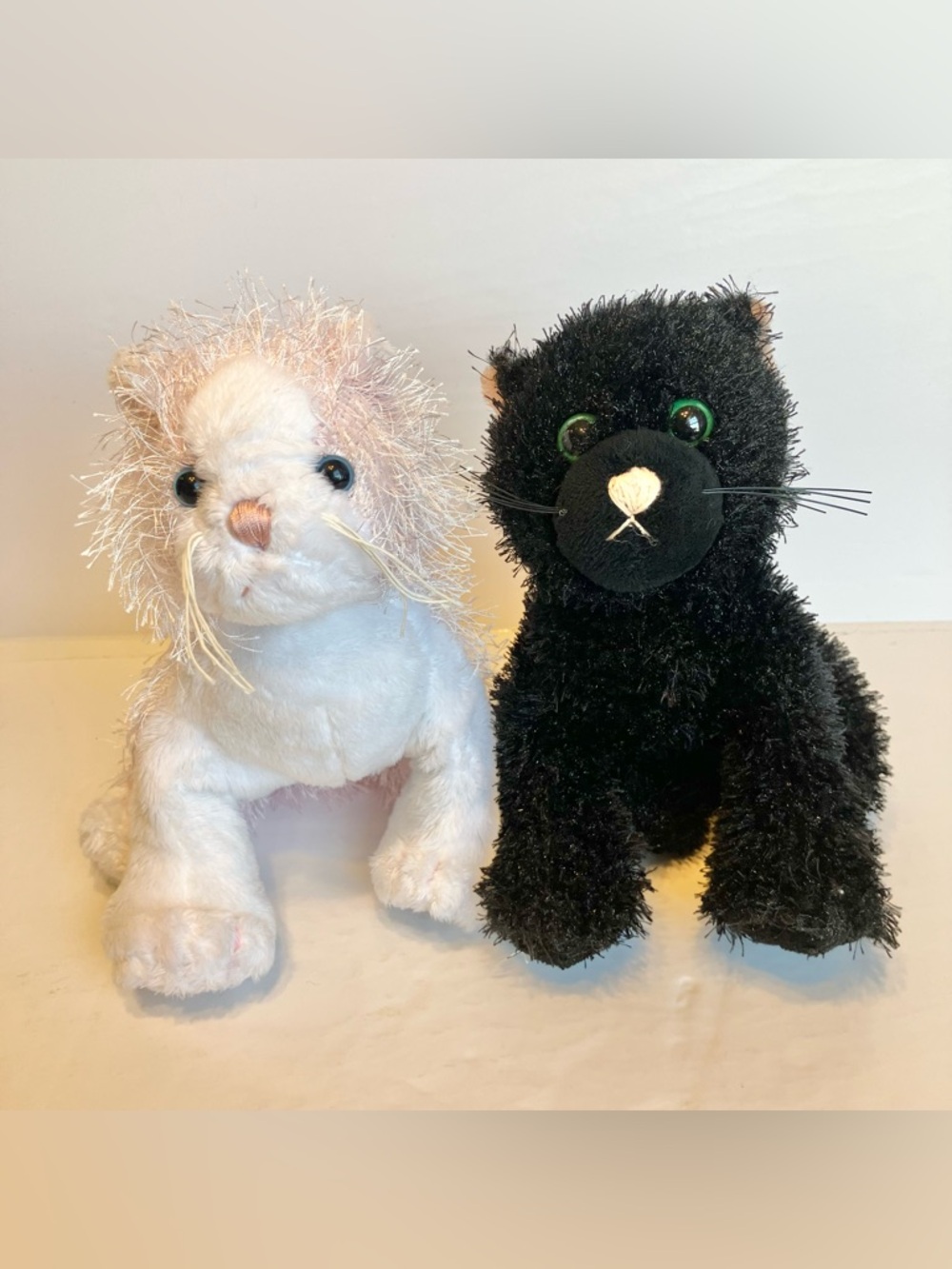 Ganz Webkinz Black Cat HM135 & Pink & White Cat HM189 Plush Stuffed Animal Set